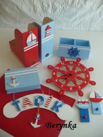 Dřevěné dekorace - námořnické světle modré