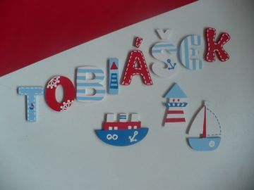 Dřevěné dekorace - námořnické světle modré