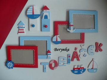 Dřevěné dekorace - námořnické světle modré