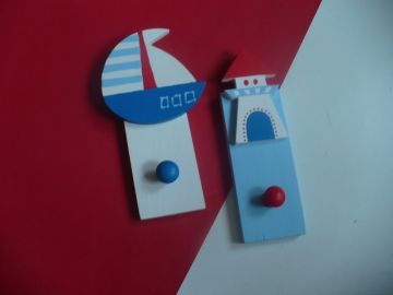 Dřevěné dekorace - námořnické světle modré