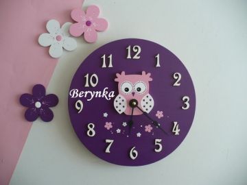 Dřevěné dekorace - tmavě fialová, růžová, bílá