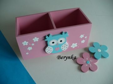 Dřevěné dekorace - tyrkysová a růžová