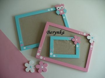 Dřevěné dekorace - tyrkysová a růžová