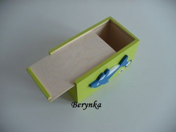 Dřevěná pokladnička s bagrem