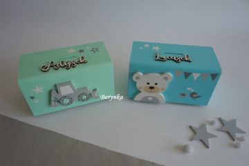 Dřevěná pokladnička s bagrem