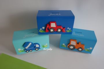 Dřevěná pokladnička - kasička pro děti