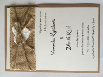 Svatební bedýnka s jutou a srdíčkem - k oznámení