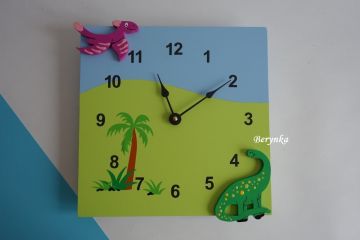 Hodiny s dinosaurem - kulaté/čtvercové
