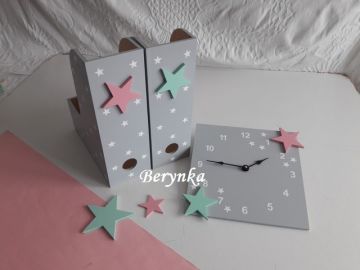 Dřevěné dekorace - hvězdičky a mátová barva