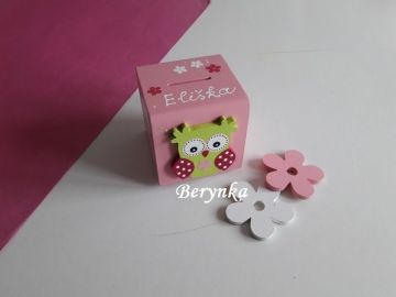 Dřevěná pokladnička se sovičkou