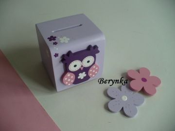 Dřevěná pokladnička se sovičkou