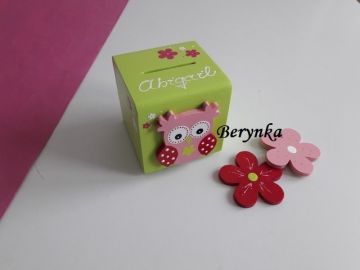 Dřevěná pokladnička se sovičkou