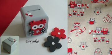 Dřevěná pokladnička se sovičkou