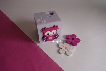 Dřevěná pokladnička se sovičkou