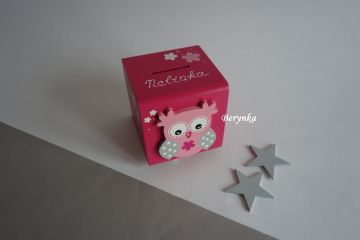 Dřevěná pokladnička se sovičkou