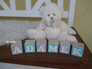 Dřevěné kostičky tyrkysovo-šedé