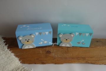 Dřevěná pokladnička v nordic stylu - s medvídkem