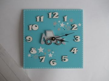 Hodiny s bagrem - kulaté/čtvercové