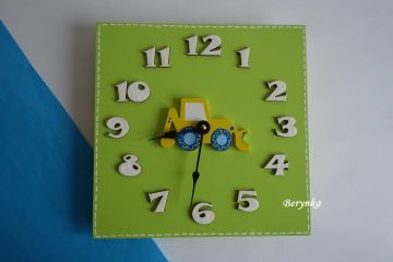 Hodiny s bagrem - kulaté/čtvercové