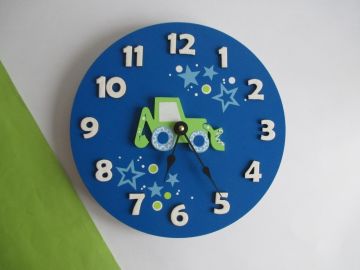 Hodiny s bagrem - kulaté/čtvercové