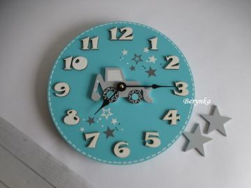 Hodiny s bagrem - kulaté/čtvercové