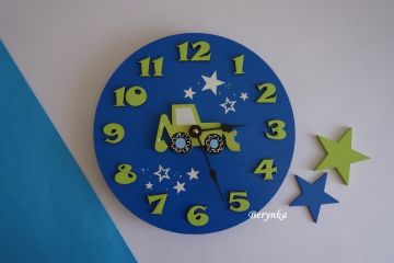 Hodiny s bagrem - kulaté/čtvercové