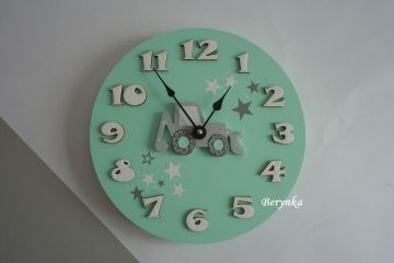 Hodiny s bagrem - kulaté/čtvercové