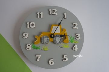 Hodiny s bagrem - kulaté/čtvercové