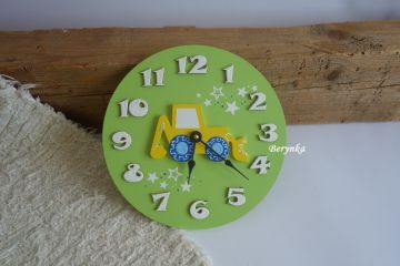 Hodiny s bagrem - kulaté/čtvercové