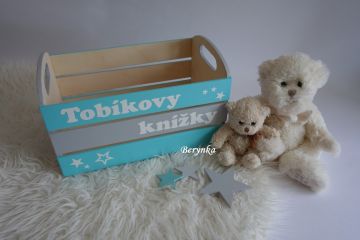 Dřevěná bedýnka na knížky - v různých barvách