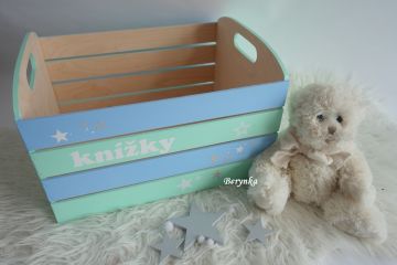 Dřevěná bedýnka na knížky - v různých barvách