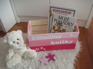 Dřevěná bedýnka na knížky - v různých barvách