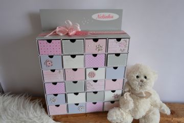 Šperkovnice s adventním kalendářem - v růžové a šedé