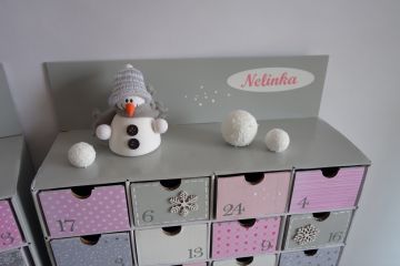 Šperkovnice s adventním kalendářem - v růžové a šedé