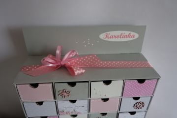 Šperkovnice s adventním kalendářem - v růžové a šedé