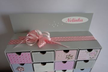 Šperkovnice s adventním kalendářem - v růžové a šedé