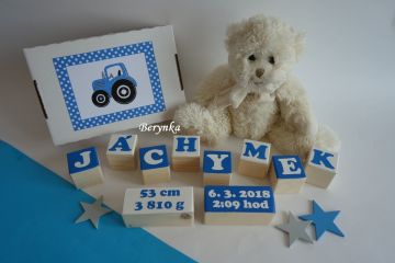 Dřevěné kostičky v modro-bílé