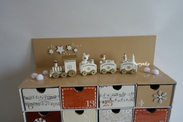Adventní kalendář *krémový* s mašinkou - různá provedení