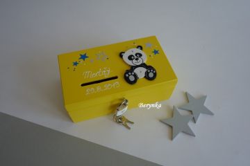 Dřevěná pokladnička s pandou