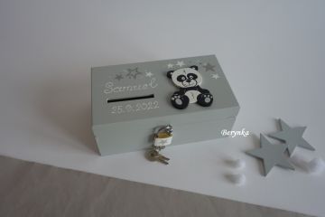 Dřevěná pokladnička s pandou