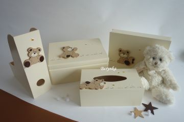 Dekorace krémové s medvídkem