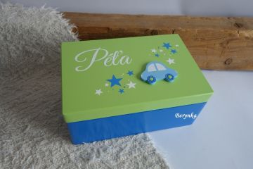 Dřevěná bedýnka s autíčkem - různá provedení
