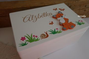 Dřevěná bedýnka s liškou