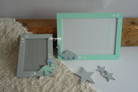 Dřevěný fotorámeček s dinosaury