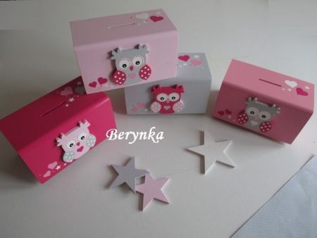 Dřevěná pokladnička se sovičkou