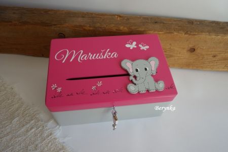 Pokladnička - bedýnka se sloníkem