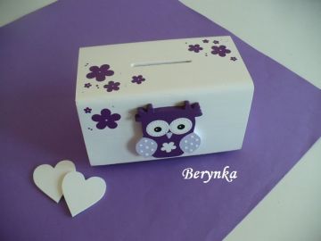 Dřevěná pokladnička se sovičkou