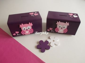 Dřevěná pokladnička se sovičkou