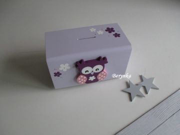 Dřevěná pokladnička se sovičkou