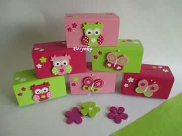 Dřevěná pokladnička se sovičkou